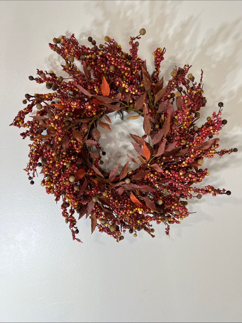 Fall Berry Wreath - Red and Orange Holiday Décor
